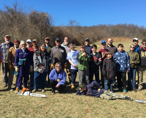 Group of volunteers during an Autumn Olive control day 2